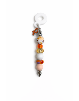 Handmade Beaded Orange Straw Accessory With Ribbon Charm Support Chronic &amp; Rare Disease Awareness