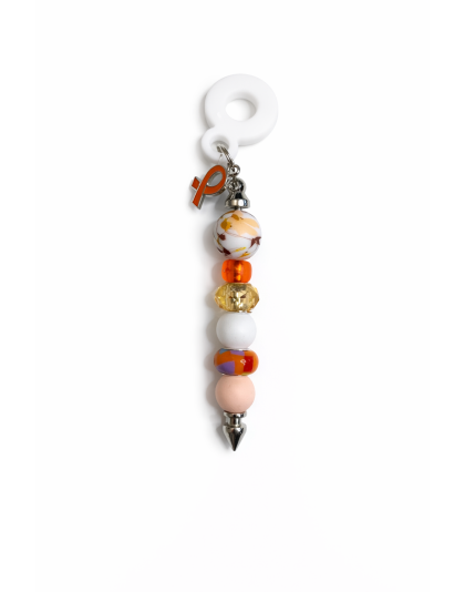Handmade Beaded Orange Straw Accessory With Ribbon Charm Support Chronic &amp; Rare Disease Awareness