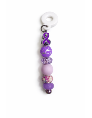 Handmade Beaded Purple Straw Accessory With Ribbon Charm Support Chronic &amp; Rare Disease Awareness