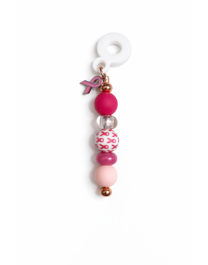 Handmade Beaded Pink Straw Accessory With Ribbon Charm Support Chronic &amp; Rare Disease Awareness