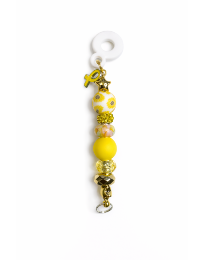Handmade Beaded Yellow Straw Accessory With Ribbon Charm Support Chronic &amp; Rare Disease Awareness