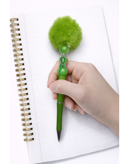 Handmade Green Pom-Pom Cute, Fun &amp; Full of Heart Support &amp; Awareness