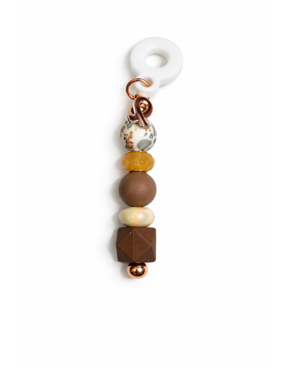 Handmade Beaded Brown Straw Accessory With Ribbon Charm Support Chronic &amp; Rare Disease Awareness