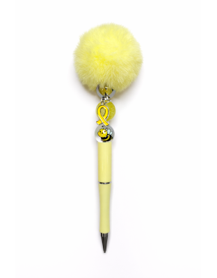 Handmade Yellow Pom-Pom Cute, Fun &amp; Full of Heart Support &amp; Awareness