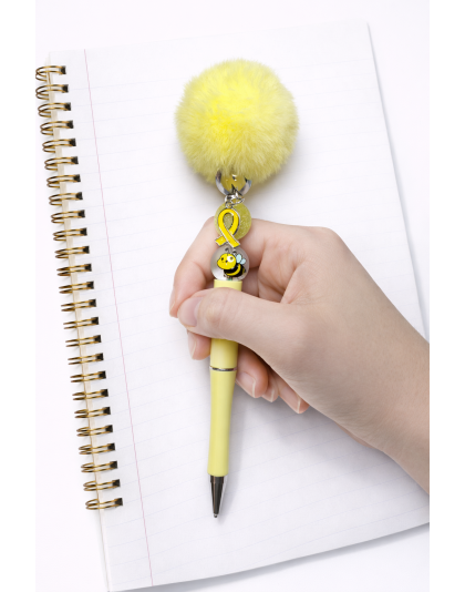 Handmade Yellow Pom-Pom Cute, Fun &amp; Full of Heart Support &amp; Awareness