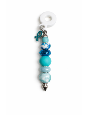 Handmade Beaded Teal Straw Accessory With Ribbon Charm Support Chronic &amp; Rare Disease Awareness