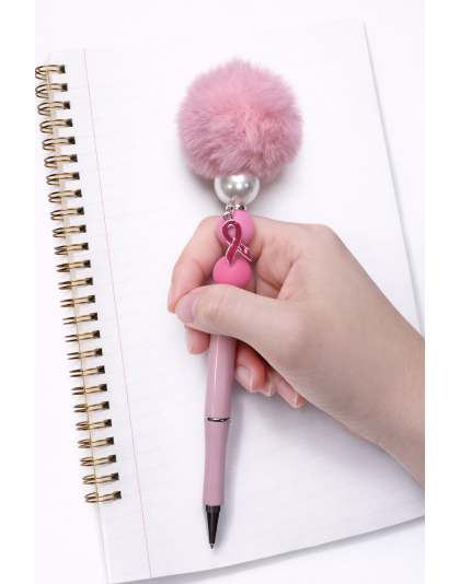 Handmade Pink Pom-Pom Cute, Fun &amp; Full of Heart Support &amp; Awareness