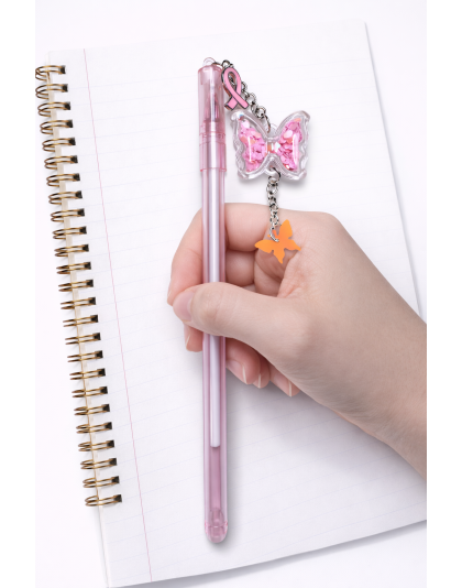 Handmade Pink Ribbon Butterfly Pen Cute, Fun &amp; Full of Heart Support &amp; Awareness