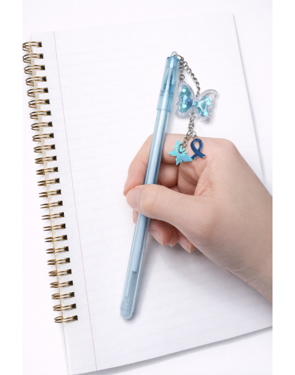 Handmade Teal Ribbon Butterfly Pen Cute, Fun &amp; Full of Heart Support &amp; Awareness