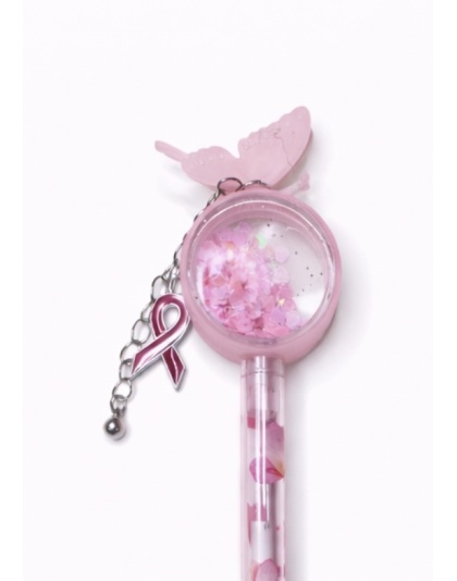 Handmade Pink Ribbon Butterfly Rattle Pen Cute, Fun &amp; Full of Heart Support &amp; Awareness