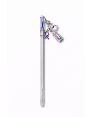 Handmade Purple Ribbon with Charm Pen Cute, Fun &amp; Full of Heart Support &amp; Awareness