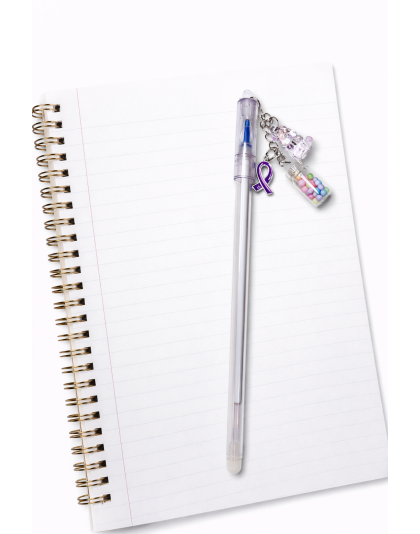 Handmade Purple Ribbon with Charm Pen Cute, Fun &amp; Full of Heart Support &amp; Awareness