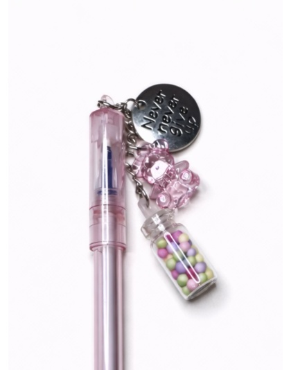 Handmade Pink Pen Never Give Up Cute, Fun &amp; Full of Heart Support &amp; Awareness