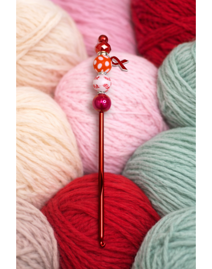 Handmade Red Polka Dot Crochet Hook For Crafter Support Chronic, Rare &amp; Invisible Illness Awareness