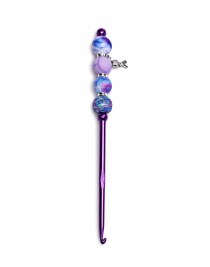 Handmade Purple &amp; Blue Crochet Hook For Crafter Support Chronic, Rare &amp; Invisible Illness Awareness