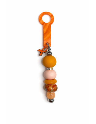 Handmade Beaded Orange Straw Accessory With Ribbon Charm Support Chronic &amp; Rare Disease Awareness
