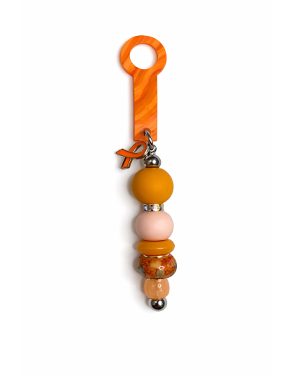 Handmade Beaded Orange Straw Accessory With Ribbon Charm Support Chronic &amp; Rare Disease Awareness