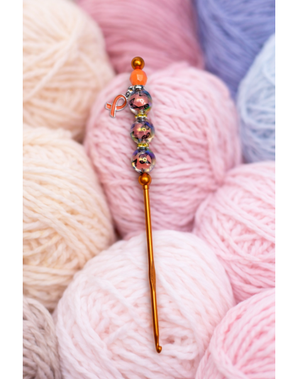 Handmade Orange Butterfly Crochet Hook For Crafter Support Chronic, Rare &amp; Invisible Illness Awareness