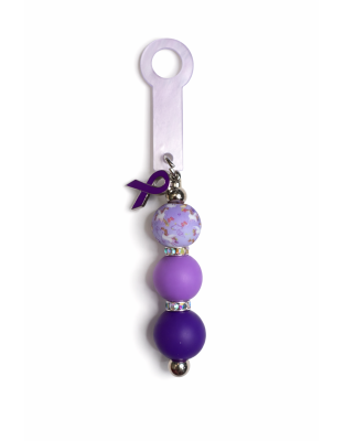 Handmade Beaded Purple Straw Accessory With Ribbon Charm Support Chronic &amp; Rare Disease Awareness