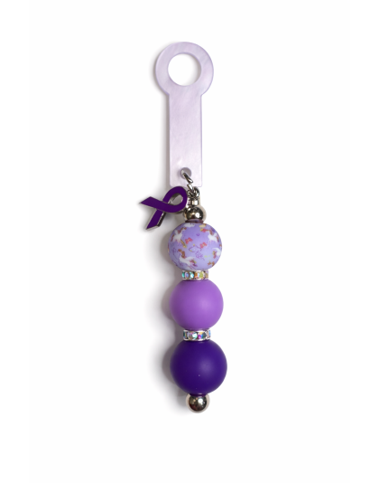 Handmade Beaded Purple Straw Accessory With Ribbon Charm Support Chronic &amp; Rare Disease Awareness