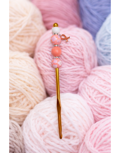 Handmade Orange Floral Crochet Hook For Crafter Support Chronic, Rare &amp; Invisible Illness Awareness