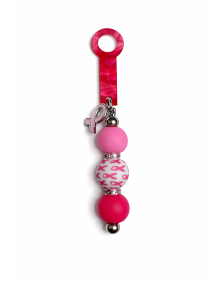 Handmade Beaded Pink Ribbon Straw Accessory With Ribbon Charm Support Chronic &amp; Rare Disease Awareness