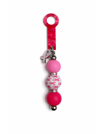 Handmade Beaded Pink Ribbon Straw Accessory With Ribbon Charm Support Chronic &amp; Rare Disease Awareness