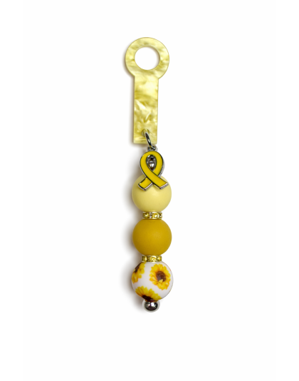 Handmade Beaded Yellow Ribbon Straw Accessory With Ribbon Charm Support Chronic &amp; Rare Disease Awareness