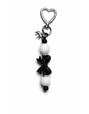 Handmade Black White Beaded Keychain Zebra Charm Supporting Invisible Illness Awareness