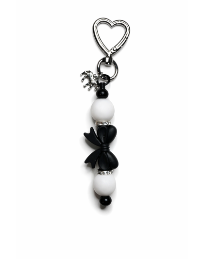 Handmade Black White Beaded Keychain Zebra Charm Supporting Invisible Illness Awareness