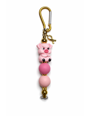 Handmade Pink Cranky Pig Keychain Supporting Invisible Illness Awareness