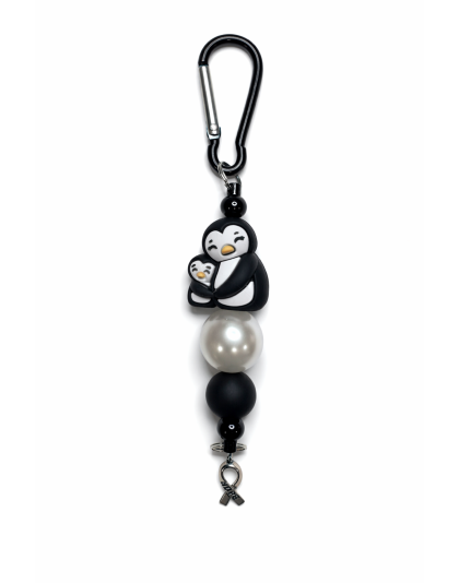 Handmade Black White Penguin &amp; Child Keychain Supporting Invisible Illness Awareness