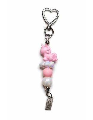 Handmade Pink Unicorn Beaded Keychain Supporting Invisible Illness Awareness