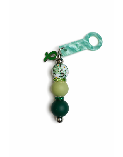 Handmade Beaded Green Ribbon Straw Accessory With Ribbon Charm Support Chronic &amp; Rare Disease Awareness