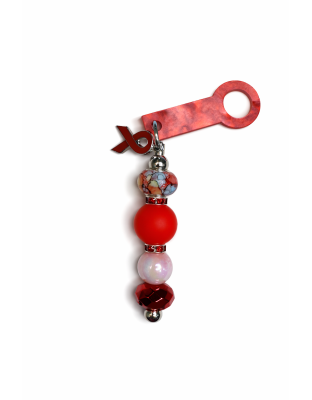 Handmade Beaded Red Ribbon Straw Accessory With Ribbon Charm Support Chronic &amp; Rare Disease Awareness