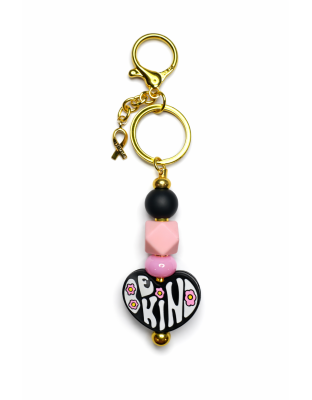 Handmade Pink &amp; Black Be Kind Keychain Charm Supporting Invisible Illness Awareness