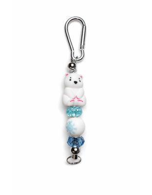 Handmade Polar Bear With Snowflake Bead Keychain Charm Supporting Invisible Illness Awareness