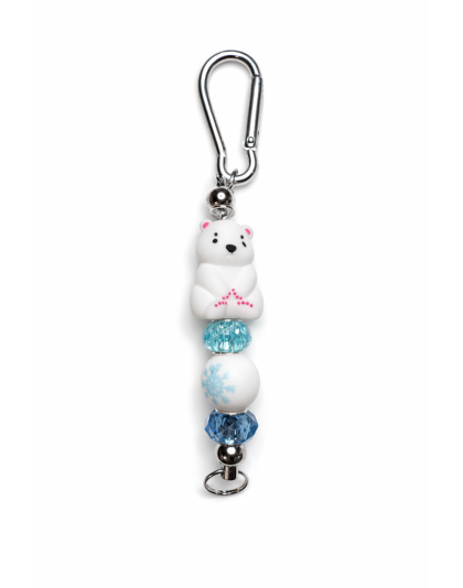 Handmade Polar Bear With Snowflake Bead Keychain Charm Supporting Invisible Illness Awareness