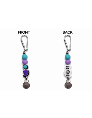 Handmade Blue &amp; Purple ; Never Give Up Charm It's OK To Not Be Ok Keychain Charm Supporting Invisible Illness Awareness
