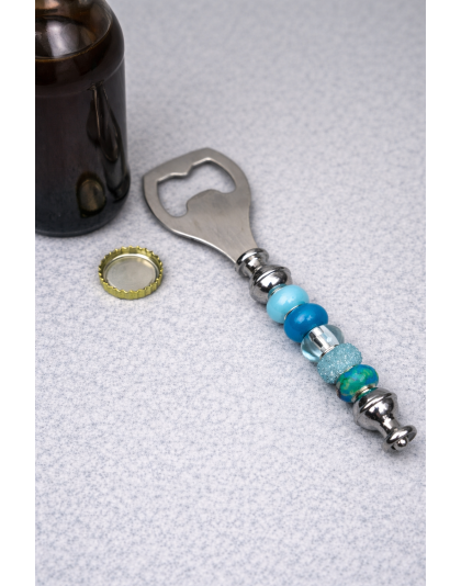 Handmade Teal Beaded Bottle Opener Supporting Awareness For Chronic Rare &amp; Invisible Illnesses
