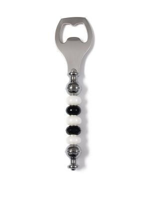 Handmade Black &amp; White Beaded Bottle Opener Supporting Awareness For Chronic Rare &amp; Invisible Illnesses