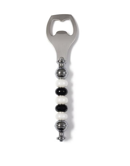 Handmade Black &amp; White Beaded Bottle Opener Supporting Awareness For Chronic Rare &amp; Invisible Illnesses