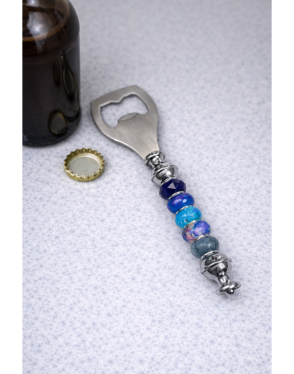 Handmade Blue Beaded Bottle Opener Supporting Awareness For Chronic Rare &amp; Invisible Illnesses