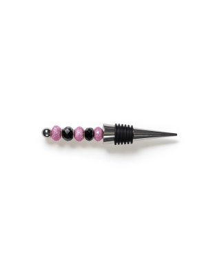 Handmade Pink &amp; Black Beaded Wine Stopper Supporting Awareness For Chronic Rare &amp; Invisible Illnesses