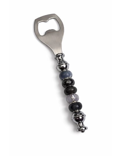 Handmade Black &amp; Gray Beaded Bottle Opener Supporting Awareness For Chronic Rare &amp; Invisible Illnesses
