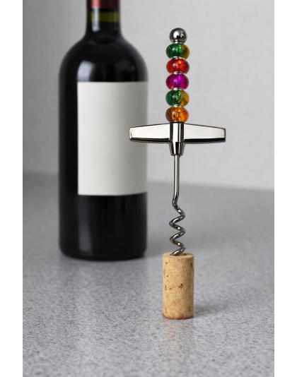 Handmade Multi Color Rainbow Beaded Cork Screw Supporting Awareness For Chronic Rare &amp; Invisible Illnesses