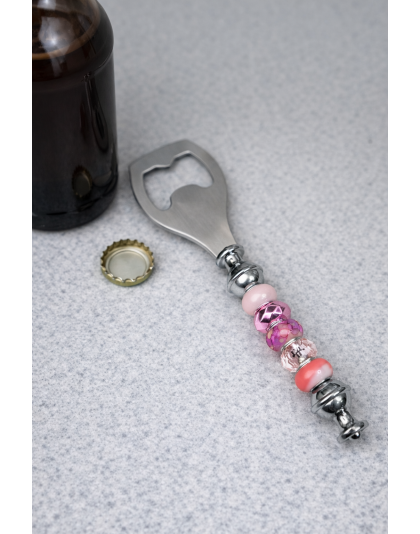Handmade Pink Beaded Bottle Opener Supporting Awareness For Chronic Rare &amp; Invisible Illnesses