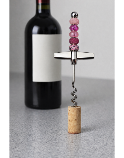 Handmade Pink Beaded Cork Screw Supporting Awareness For Chronic Rare &amp; Invisible Illnesses