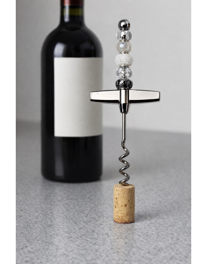 Handmade Black &amp; Gray Beaded Cork Screw Supporting Awareness For Chronic Rare &amp; Invisible Illnesses