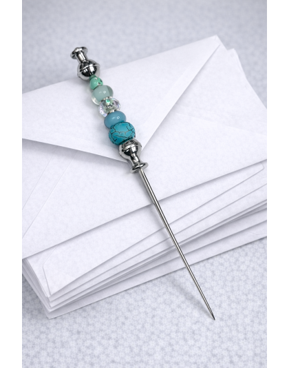 Handmade Teal Beaded Letter Opener Support &amp; Awareness Chronic Rare &amp; Invisible Diseases